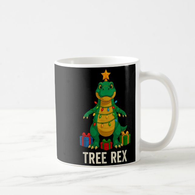 Tree Rex Funny Dinosaur Christmas  Coffee Mug (Right)