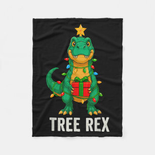 Tree Rex Funny Dinosaur Christmas Fleece Blanket
