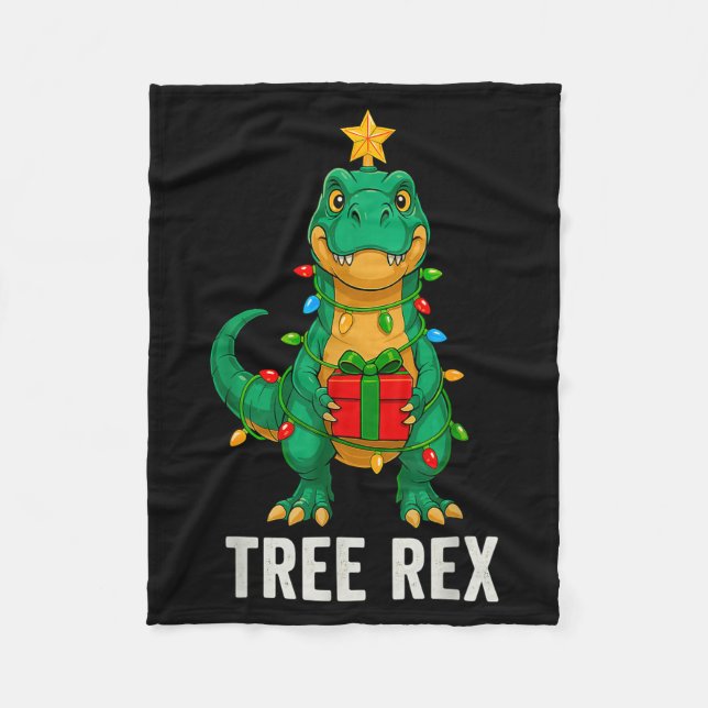 Tree Rex Funny Dinosaur Christmas  Fleece Blanket (Front)