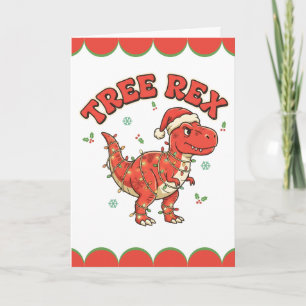 Tree Rex Funny Dinosaur Christmas Kids Holiday Card