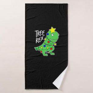Tree Rex - Funny Dinosaur Christmas Tree   Bath Towel