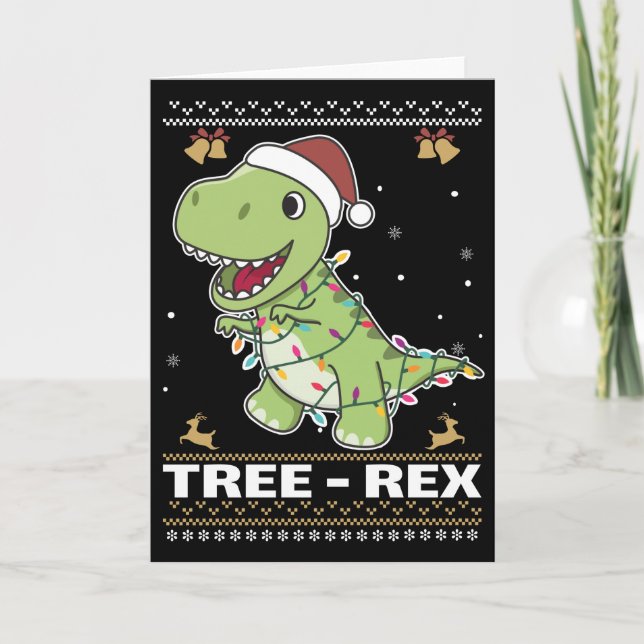 Tree-Rex Funny Dinosaur Pun T-Rex Card (Front)