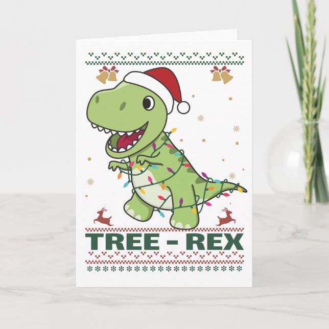 Tree-Rex Funny Dinosaur Pun T-Rex Card (Front)