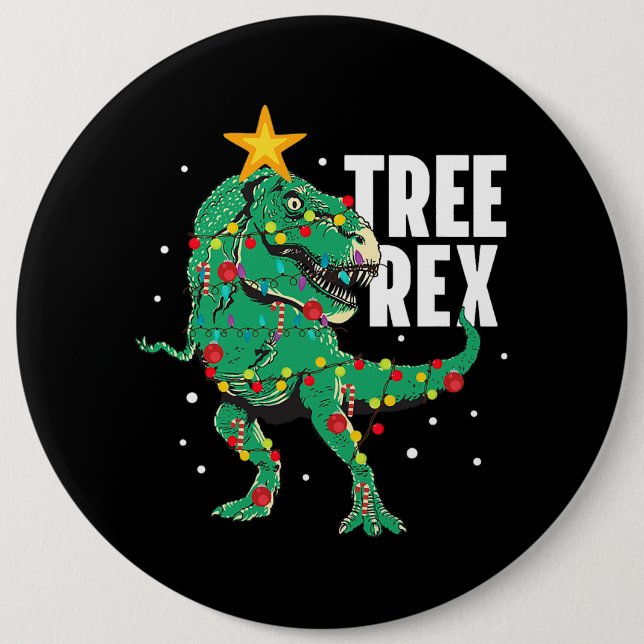 Tree Rex Funny TRex Lover Dinosaur Christmas Tree  6 Cm Round Badge (Front)