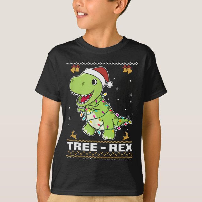 Tree Rex Funny Tyrannosaurus Rex Christmas Pun  T-Shirt (Front)