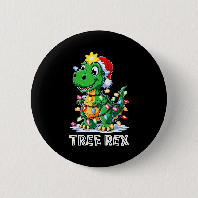 Tree Rex Funny Xmas T Rex Christmas Dinosaur Boys  6 Cm Round Badge (Front)
