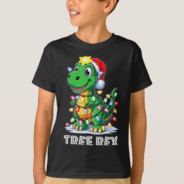 Tree Rex Funny Xmas T Rex Christmas Dinosaur Boys  T-Shirt (Front)
