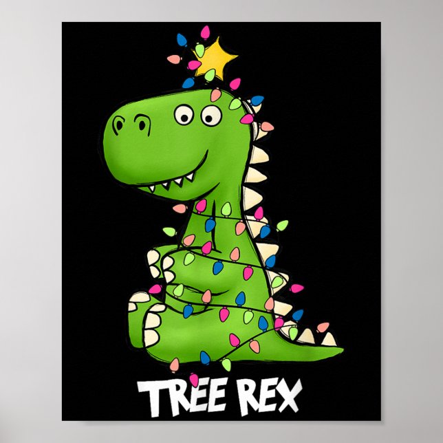 Tree Rex Funny Xmas Trex Boys Toddler Christmas Di Poster (Front)