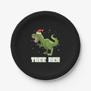 Tree Rex T-Rex Christmas Paper Plate