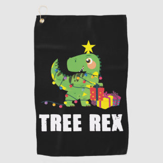 Tree Rex with Christmas balls - funny dino tree   Golf Towel