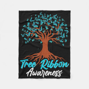 Tree Ribbon Addiction Recovery Mental Health Aware Fleece Blanket