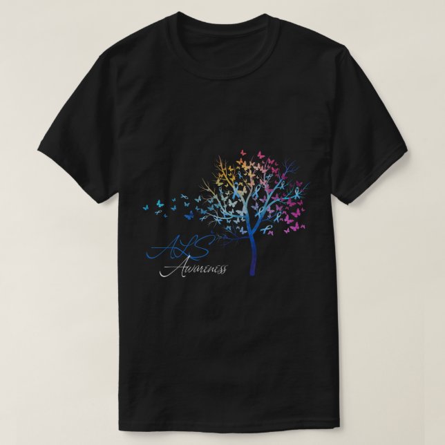 Tree Ribbon ALS Awareness T-Shirt (Design Front)