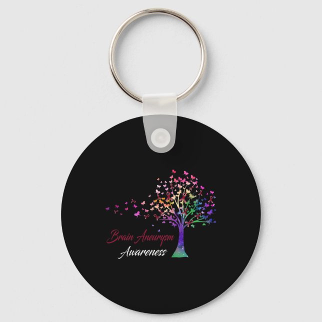 Tree Ribbon Brain Aneurysm Awareness  Key Ring (Front)