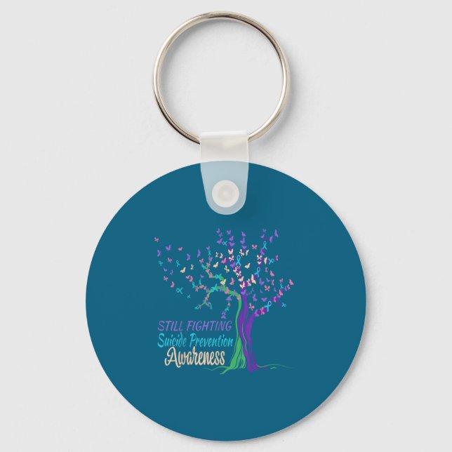 Tree Ribbon Still Fighting Suicide Prevention Awar Key Ring (Front)