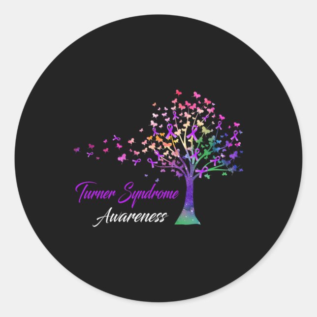 Tree Ribbon Turner Syndrome Awareness  Classic Round Sticker (Front)