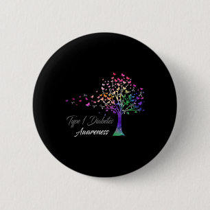Tree Ribbon Type 1 Diabetes Awareness 6 Cm Round Badge