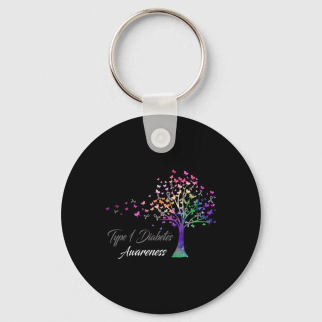 Tree Ribbon Type 1 Diabetes Awareness  Key Ring (Front)