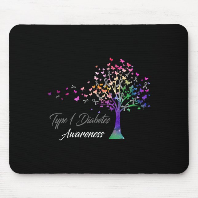 Tree Ribbon Type 1 Diabetes Awareness  Mouse Pad (Front)