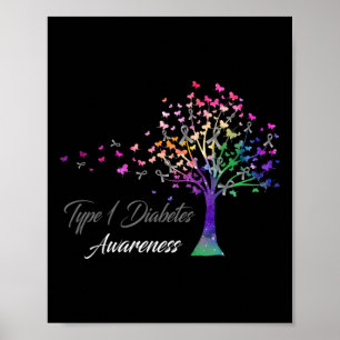 Tree Ribbon Type 1 Diabetes Awareness  Poster