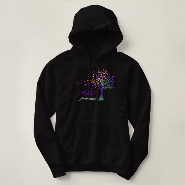 Tree Ribbons ALZ Awareness Support ALZ Warrior   Hoodie (Design Front)