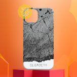 Tree Ring Print Black White Nature Wood Cut Name Case-Mate iPhone 14 Case<br><div class="desc">A modern,  black and white tree ring print in bitmapped black and white with lots of texture. You can add a name,  monogram or other custom text. 

If you need to move the art around,  click on the customise button to make changes.</div>