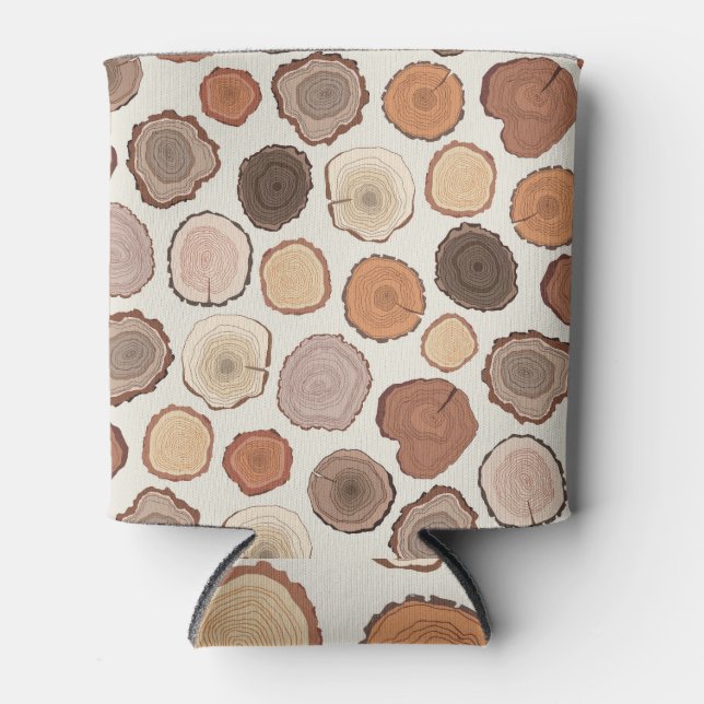 Tree Rings Forest Doodle Pattern Can Cooler (Front)