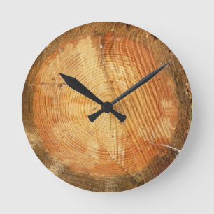 TREE RINGS   natural wood log Round Clock