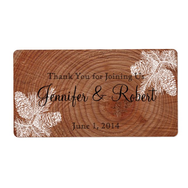 Tree Rings Rustic Country Water Bottle Label (Front)