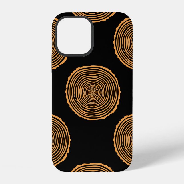 Tree Rings Seamless Pattern. Saw cut tree trunk ba iPhone Case (Back)