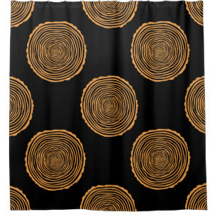 Tree Rings Seamless Pattern. Saw cut tree trunk ba Shower Curtain