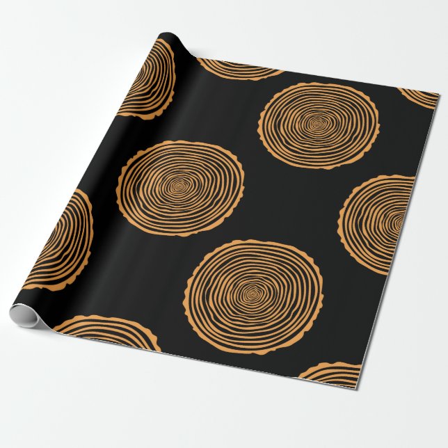 Tree Rings Seamless Pattern. Saw cut tree trunk ba Wrapping Paper (Unrolled)