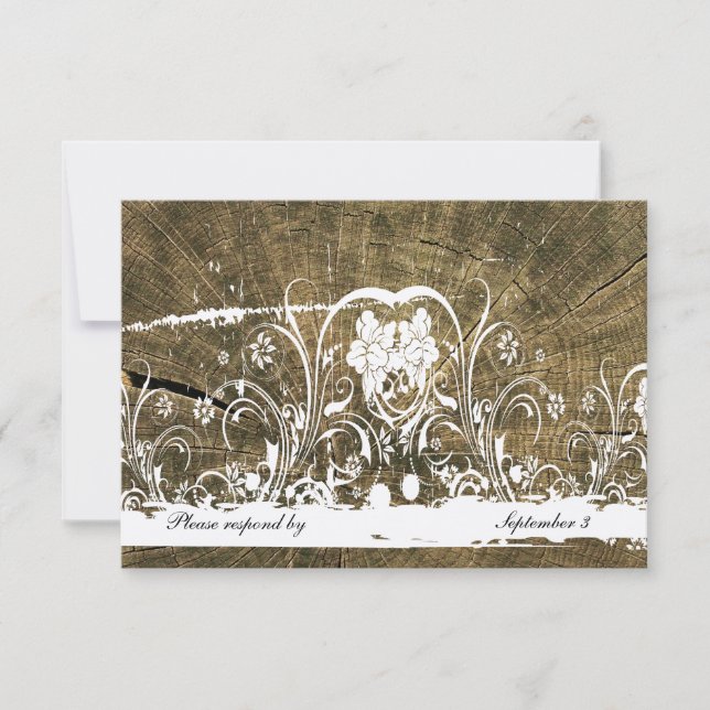Tree Rings Shabby Lace rsvp with envelopes (Front)