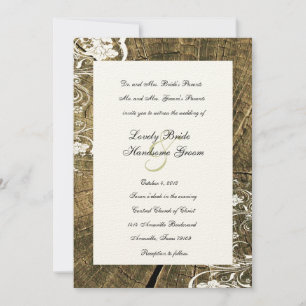 Tree Rings Shabby Lace Wedding Invitation