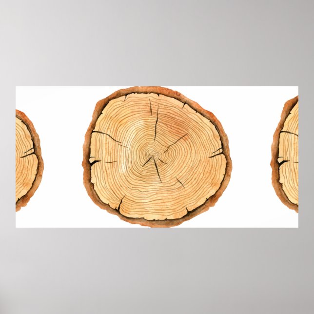 Tree rings. Watercolor illustration. hand drawn ab Poster (Front)