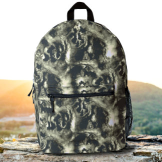 Tree Root Wood Texture Black and Grey Camo     Printed Backpack