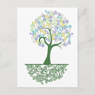 Tree ~ Roots of Life Colourful Scroll Trees Postcard