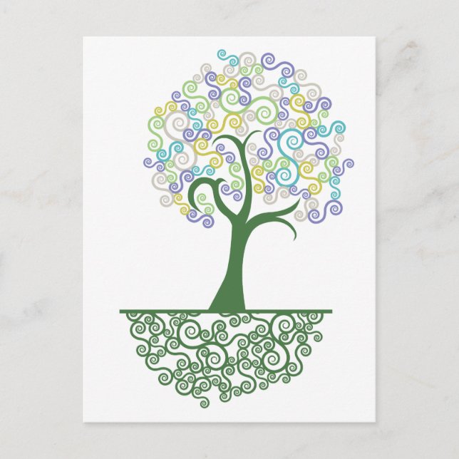 Tree ~ Roots of Life Colourful Scroll Trees Postcard (Front)