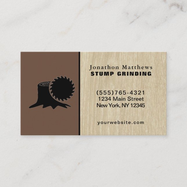 Tree Saw Stump Grinding Removal Business Card (Front)