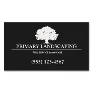 Tree Service and Lawn Care Landscaper Black  Magnetic Business Card