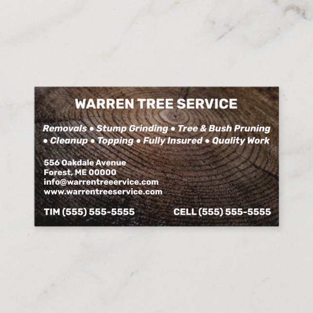 Tree Service Company  Business Card (Front)