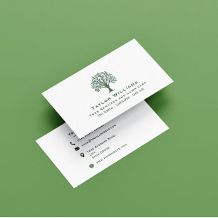 Tree Service Landscaping Lawn Care Green And White Business Card