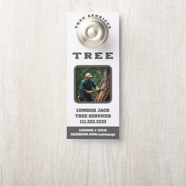 *~* Tree ServicesLumber Jack QR Door Hanger (On Knob)