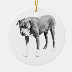 Tree-Side Shaded Pit Bull Ornament