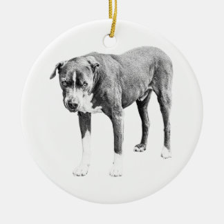 Tree-Side Shaded Pit Bull Ornament