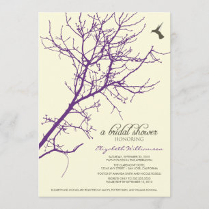 Tree Silhouette Bridal Shower Invitation (purple)