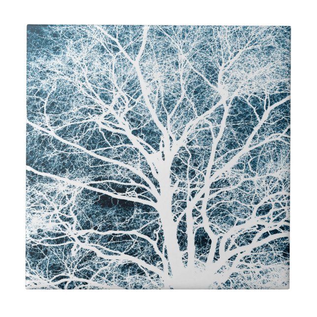 Tree silhouette ceramic tile (Front)