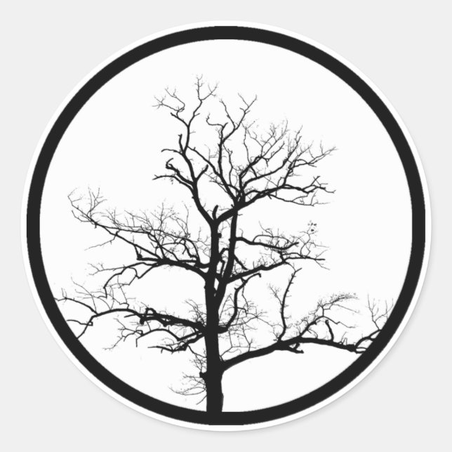 Tree Silhouette Classic Round Sticker (Front)
