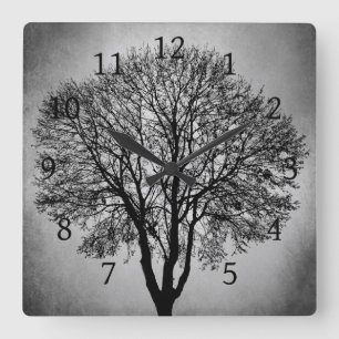 Tree Silhouette Design 206 Square Wall Clock