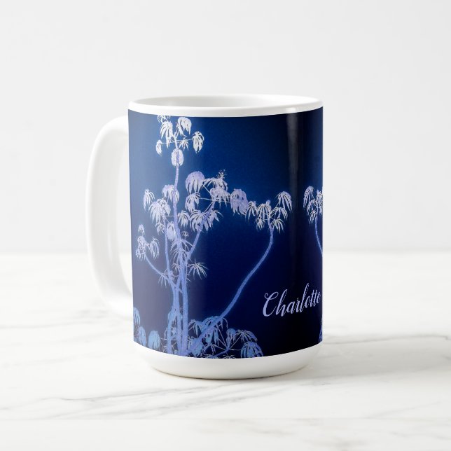 Tree Silhouette In Royal Blues Mug (Front Left)