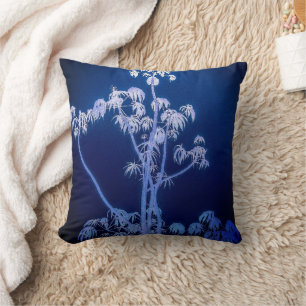 Tree Silhouette In Royal Blues Throw Pillow